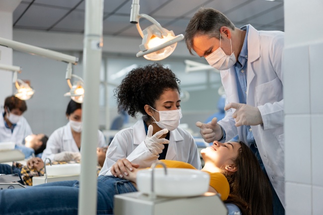 Patient being evaluated for sedation dentistry at Premier Oral Surgery Group PC