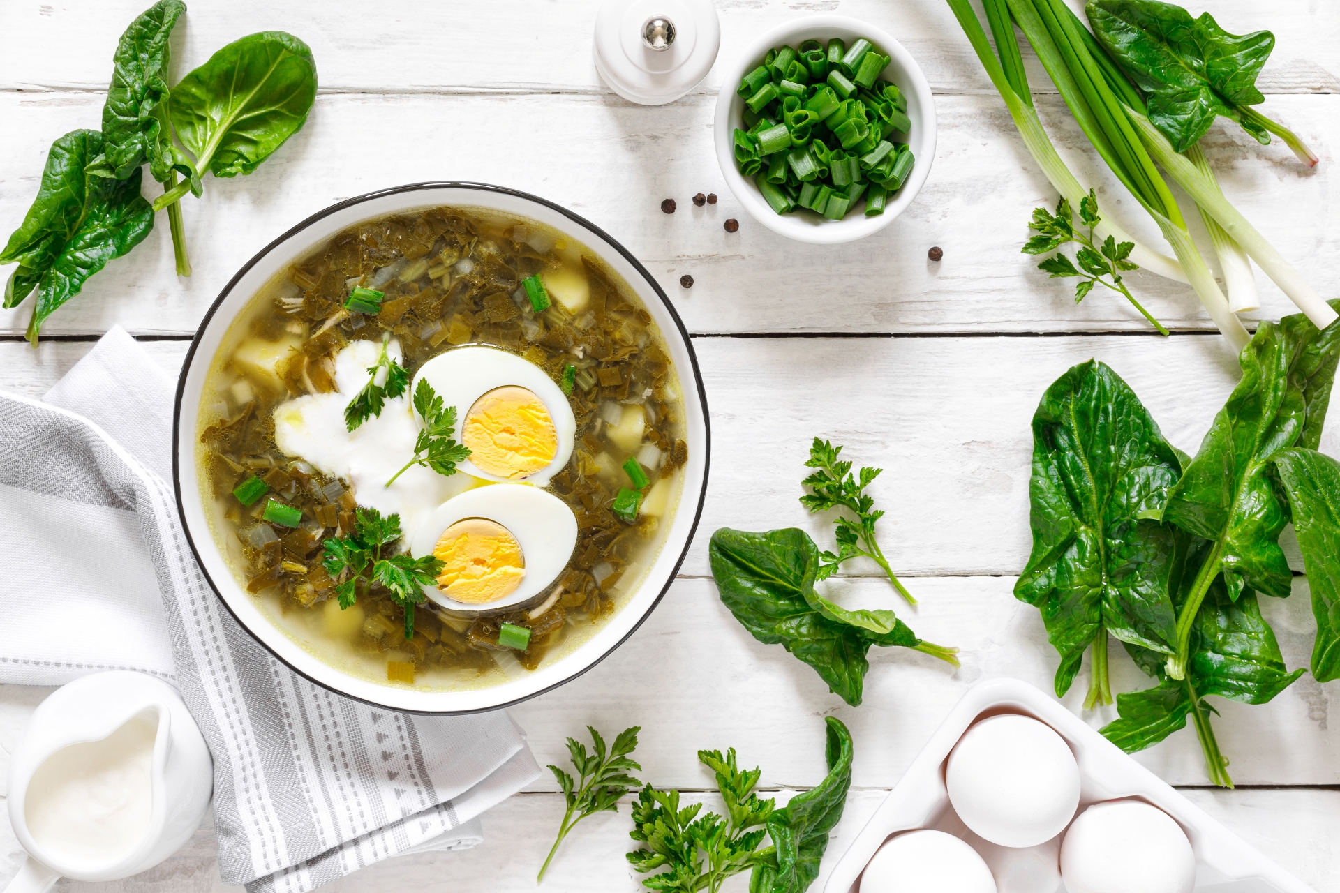 Soft recovery meal with soup and eggs. 